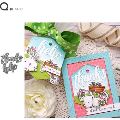 Thanks and Hello Letter Model Cutting Dies Stamps Dies Scrapbooking Mold Cut Handmade Tools DIY Craft Decoration New Dies 2020