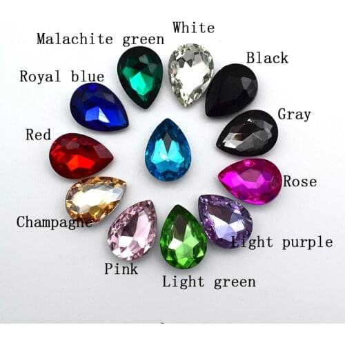 Hot DIY Glamour Drop Shape Glass Crystal Pointback Rhinestones For Clothing Jewelry Art Accessories
