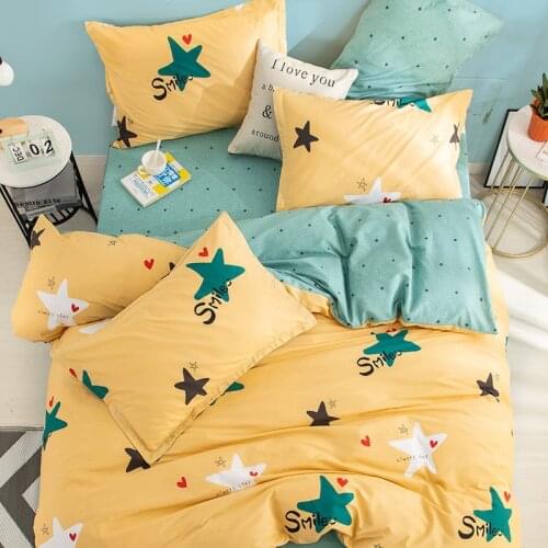 Thick sanded bed linen quilt cover pillowcase three-piece four-piece simple pure cotton small fresh bedding