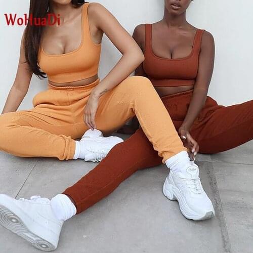 WOHUADI Casual Fashion Sports Bra Trousers Yoga Set Wear Gym Fitness Suit Women Clothing Set Outdoor Sportswear Female 2 Pieces