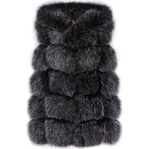 YOLOAgain Winter Warm Women Ladies Real Fox Fur Vest Gilet Hooded