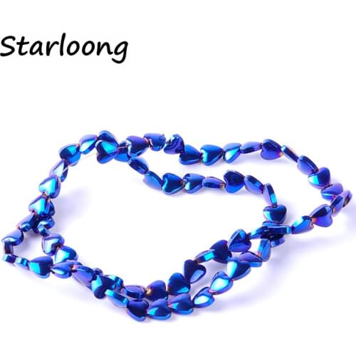 1pack/lot 6/8/10/12mm Natural stone bright multicolor heart shape loose hematite beads for DIY jewelry necklace making