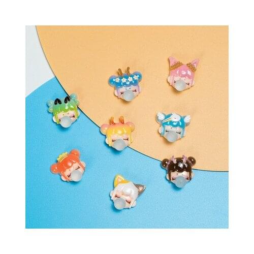 10Pcs Kawaii Cute Mini Bubble Blowing Girl Flat Back Cabochons Scrapbooking DIY Jewelry Craft Decoration Accessories