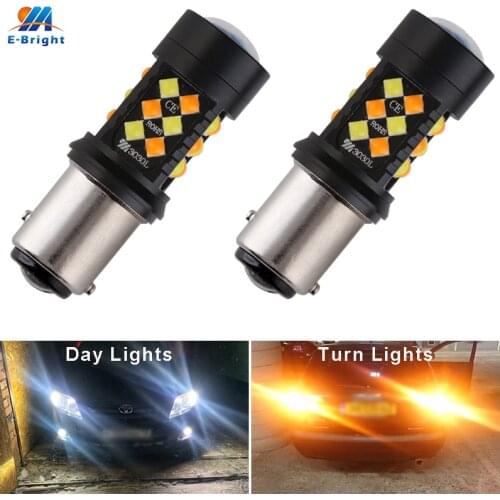 1157 P21/5W LED Switchback Bulbs 7528 1154 2357 2057 Dual Color White/Amber Daytime Running Lights Turn Signal Non-polarity 2PCS