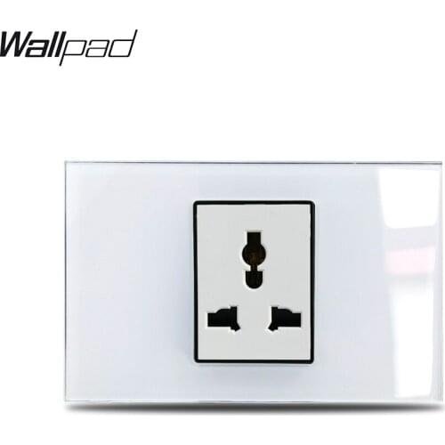 118*75mm Universal Socket Wallpad L3 Tempered White Glass Panel 3 Pin MultiFunction EU AU US China Plug Charger Plates