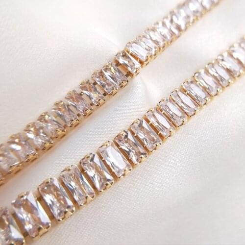 14k gold plated jewelry accessories copper zircon chains 50cm making DIY chain necklace FPPJ