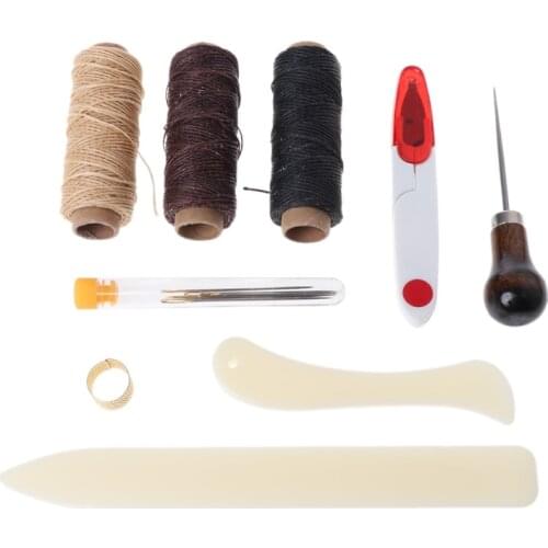 15Pcs/Set Bookbinding Kit Starter Tools Bone Folder Paper Creaser Waxed Thread Set-S001