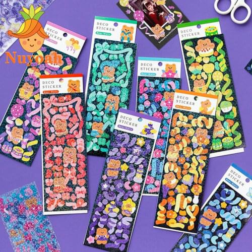 2 Sheets/lot Laser Bling Ribbon Scrapbook Stickers Confetti Decoration DIY Photo for Journal Diary Album Stationery
