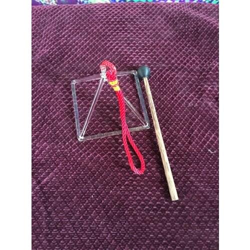 2pcs 3" and 2pcs 6" crystal singing pyramids with strings and rubber mallets
