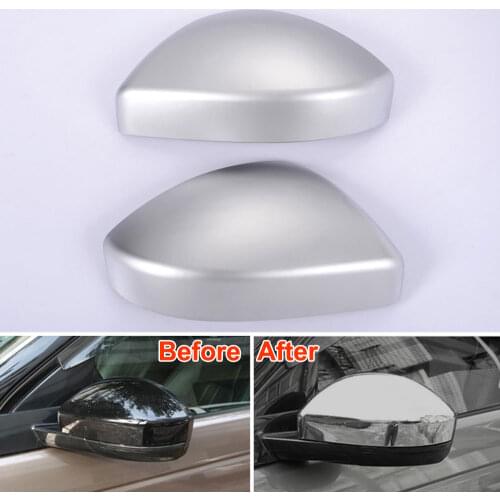 2PCS ABS Car Exterior Matte Rearview Mirror Cover Trim Cap Decor For 2015 Land Rover Discovery Sport Car Styling Car Covers