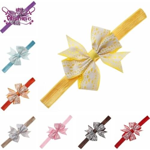 20 Colors 7.5*8 CM Dovetail Bowknot Headband Newborn Infant Print Bows Hairband Elastic Children Headwear Baby Girls Accessories