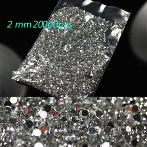 20000PCS Crystal Clear Nail Art Rhinestones 2mm size of Resin nail art rhinestones for Nail decorations/Nail art supplies