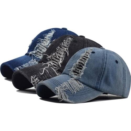 2020 Spring Autumn Fashion Worn Denim Cap Summer Outdoor Leisure Visor Hat Trend Hole Ladies Baseball Caps Hip Hop Sport Hats
