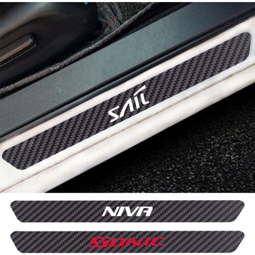 4PCS Car Door Sill Anti kick Stickers Carbon Fiber Auto Door Sticker For Chevrolet SPARK SONIC SILVERADO NIVA MALIBU HHR CRUZE