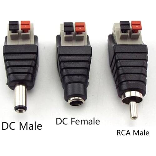 2PCS DC Male Female Professional Jack Press Plug RCA Connector Cable Plug Adapter for Speaker CCTV Audio LED light