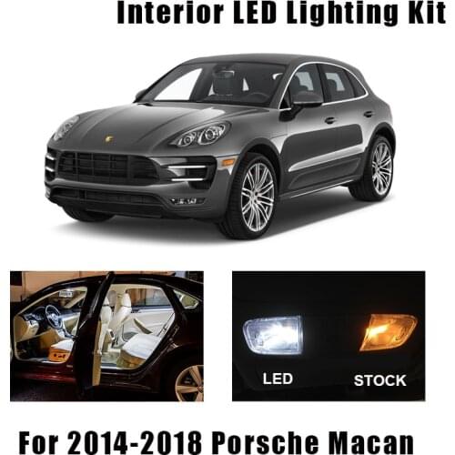 8pcs White Canbus Error Free LED Interior Map Dome Reading Light License Plate Lamp Kit For 2014-2016 2017 2018 Porsche Macan