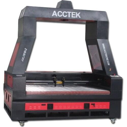 Auto feed co2 laser cutting machine for non-metal materials AKJ1810 with CCD camera positioning
