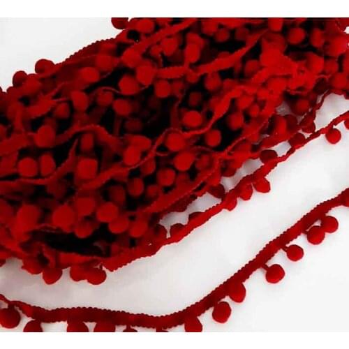 Burgundy color pompom ribbon ornament