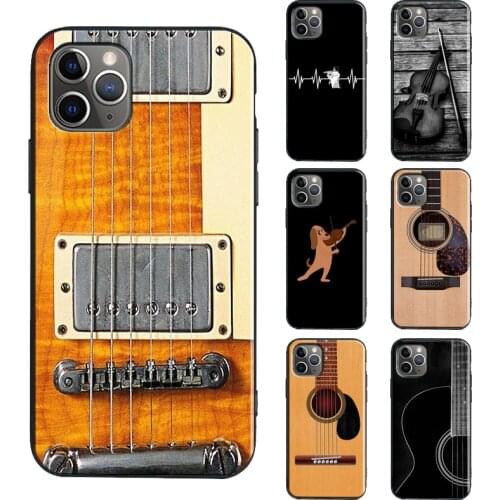 Musical Violin Guitar TPU Case For iPhone XR X XS Max SE 2020 6S 7 8 Plus 12 Pro mini 11 Pro Max Coque Capa