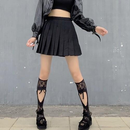 Black Women Lolita Sockings Japanese Girls Gothic Banadage Hollow Out Lace Sock Overknee Maid Tube JK White Stockings Kawaii