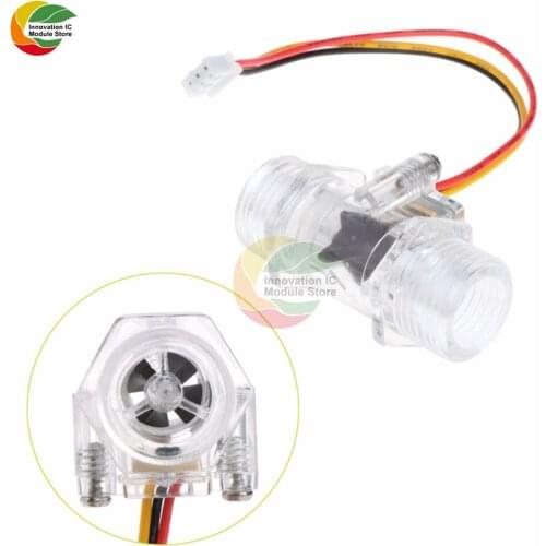 Water Flow Sensor G1/2" DN15 Fluid Flow Meter Water Control Transparent Enclosure DC 5-15V Hall Flow Sensor Indicator Counter
