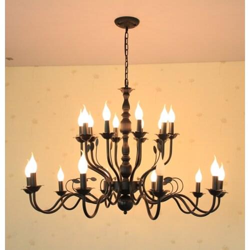European Iron Chandelier Lighting Villa Retro Chandelier Clothing Store Candle Lights Living Room Restaurant Black Chandeliers