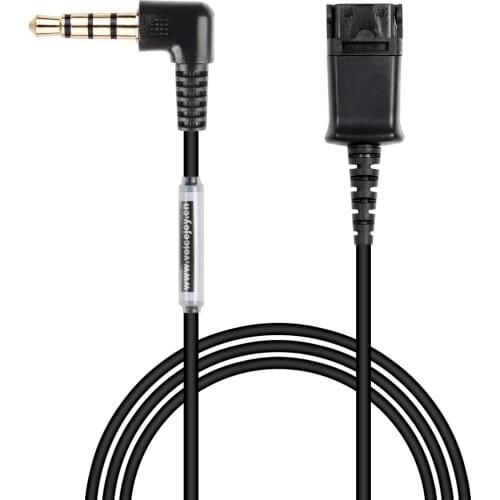 Call center headset QD Quick Disconnect cable with single 3.5mm plug for smartphones mobile phones, computer,laptop etc