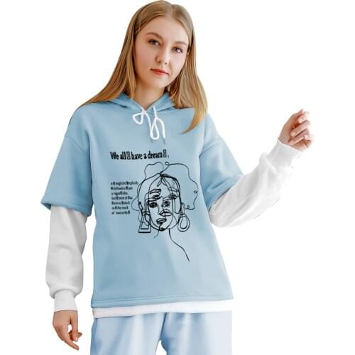 Art Creative Style Sweatshirts Aesthetic Harajuku Spring Autumn Color Block Hoodies Black Line Graphic Long Sleeve Pullovers