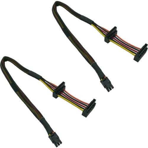 AU42 -HDD SATA Power Cable Right-Angle SATA 15 Pin X2 to Mini 6 Pin ATX Adapter for Dell Inspiron 3668 3667 3650(2Pack)