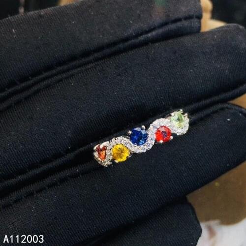 KJJEAXCMY fine jewelry 925 sterling silver inlaid natural colored sapphire new Female ring popular Support Detection