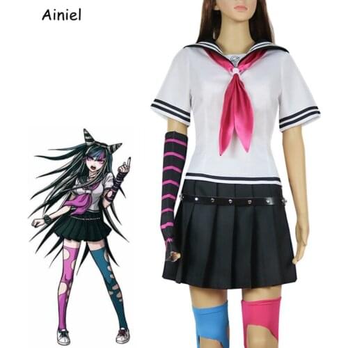 Game Danganronpa Ibuki Mioda Cosplay Costume Dangan Ronpa Full Sets JK School Uniforms Sailor Suits Pleated Skirt Cosplay Wig