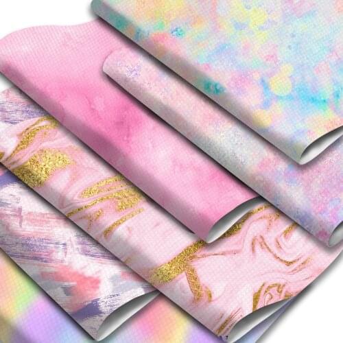 Tie Dye Series Faux Leather Sheets Splatter Rainbow Color Synthetic Leather Fabric 20x33cm for Hair Bows Pouches Bags Making
