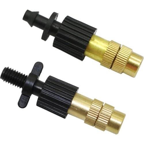 10Pcs 6mm Copper Atomization Mist Nozzles 6mm Thread 6mm to 4/7mm Interface Barbed Connector Garden Irrigation System Sprinklers
