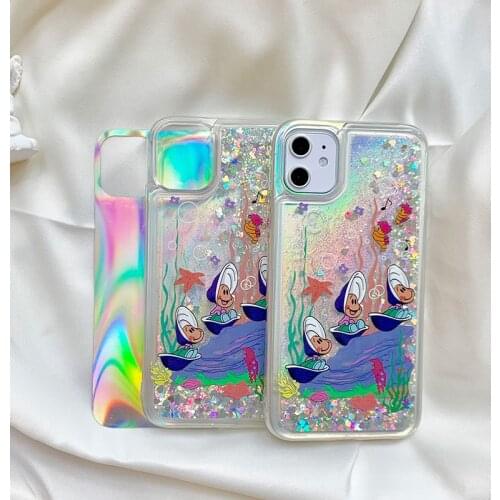 Cute Conch Shell Glitter TPU+PC Phone Cases For iPhone 12 11Pro Max Xs 7 8 Plus Xr X SE 2020 Dynamic Liquid Quicksand Cover Case