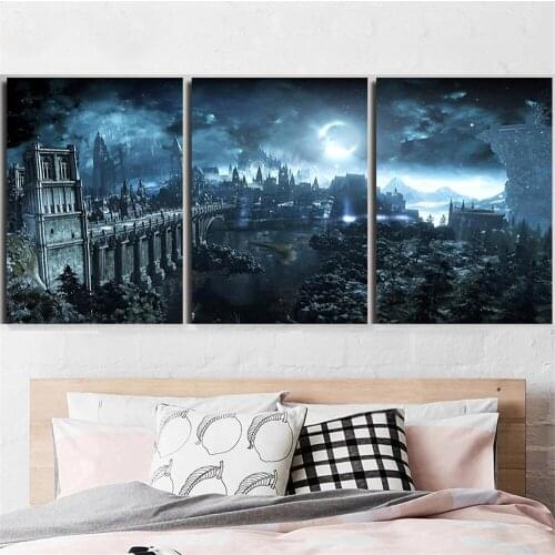 Dark Souls night castle wall art full square round diamond painting novelty gift cross stitch mosaic diamond embroidery wall art