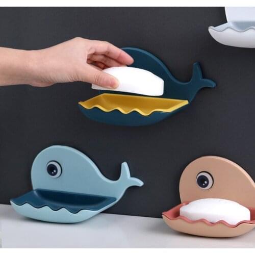 Whale Shaped Non Perforated Soap Holder Bathroom Drain Soap Box Toilet Soap Holder Wall Mounted Shelf