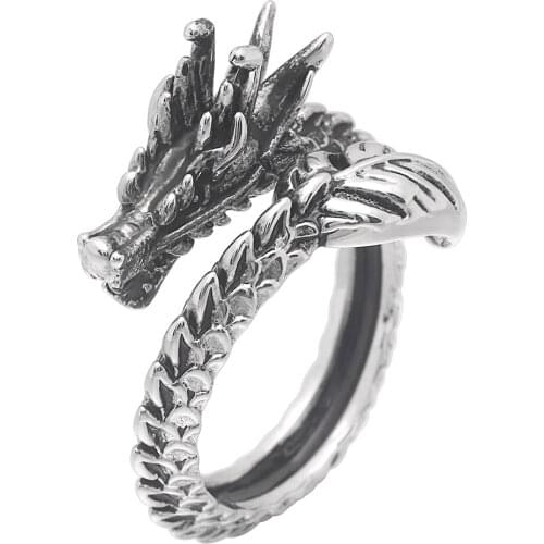 New Arrival Charms Punk Fashion Exaggerated Animal Rings for Men and Women Vintage Retro Dragon Open Ring Jewelry