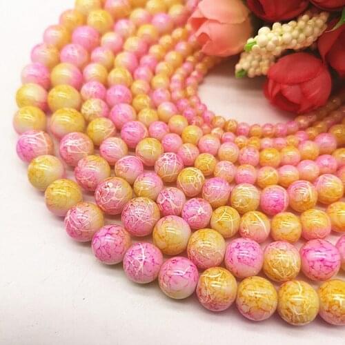 Wholesale 4/6/8/10mm Pull White Silk Glass Beads Loose Spacer Beads Painted Charm For Jewellery Making DIY Bracelet&Necklace #02
