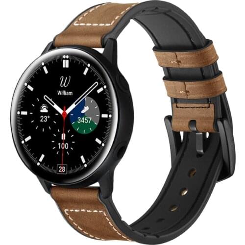 For Samsung Galaxy Watch4 44mm 40mm Band 20mm 22mm Genuine Leather Silicone Bracelet for Galaxy Watch 4 Classic 46mm 42mm Strap