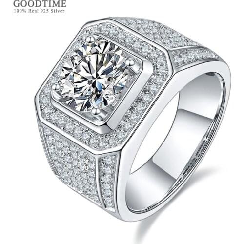 Luxury Moissanite Men Ring Pure 100% 925 Sterling Silver Noble Exaggerated Ring Jewelry Accessories Gift For Wedding Party