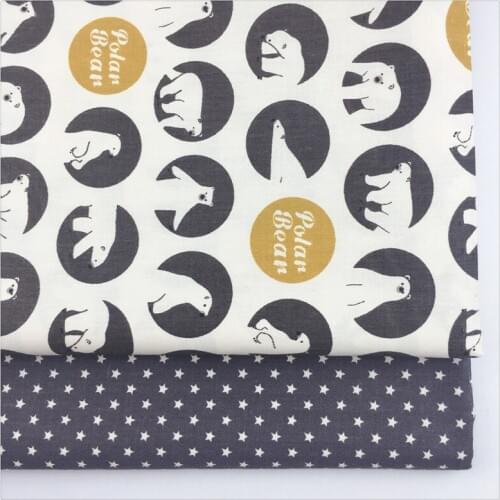 Twill Cotton Fabric For Diy Sewing Patchwork quilting Doll Baby Bedding home textile Tissue Polar bear Stars Printed Syunss