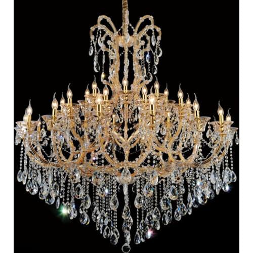 Modern Iron & Crystal Chandelier Clear Golden LED Chandeliers Pendant Lamp Hanging Light for Living Dining Room Home Decoration