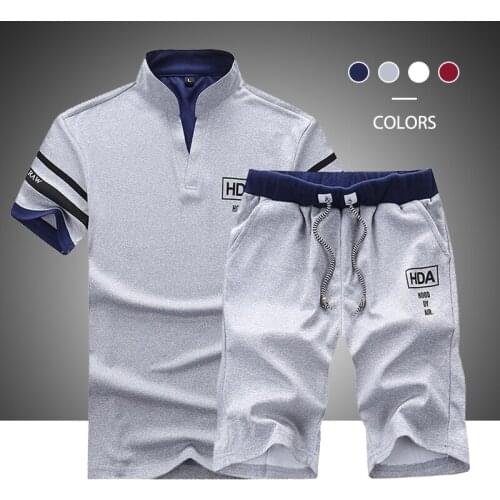 Sportsuits Set Men 2021 Brand Polo Suits Summer 2PC Top Short Set Mens Stand Collar Fashion 2 Pieces T-shirt Shorts Tracksuit