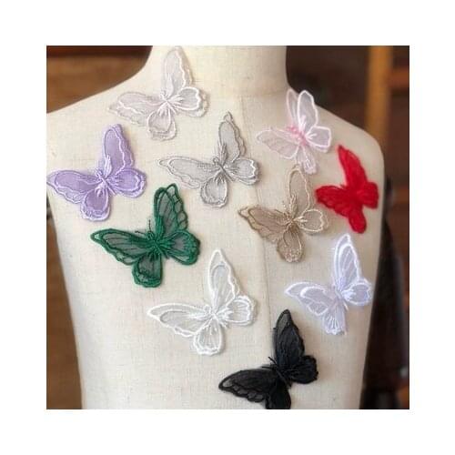 Clothing fabric accessories three-dimensional double-layer organza butterfly cloth patch 10Pcs/pack