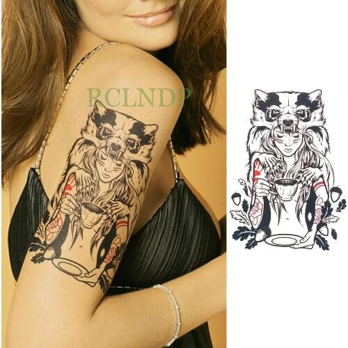 Waterproof Temporary Tattoo Sticker Beauty and beast Fake Tatto Flash Tatoo Back Leg Arm chest belly big size for Women girl Men