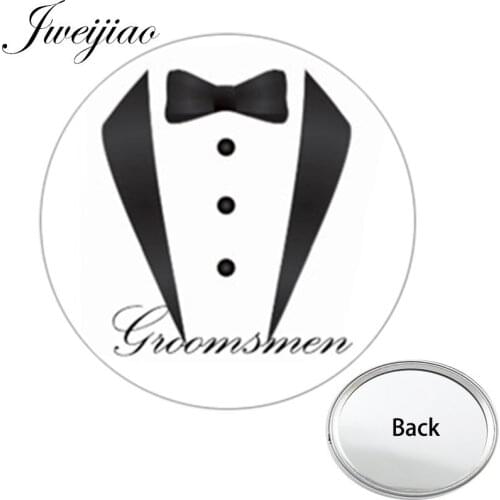 Youhaken Groomsmen Happy Wedding Marriage life Gift Pocket Mirror Groom of the Bride Makeup Vanity Hand Travel Purse Mirror