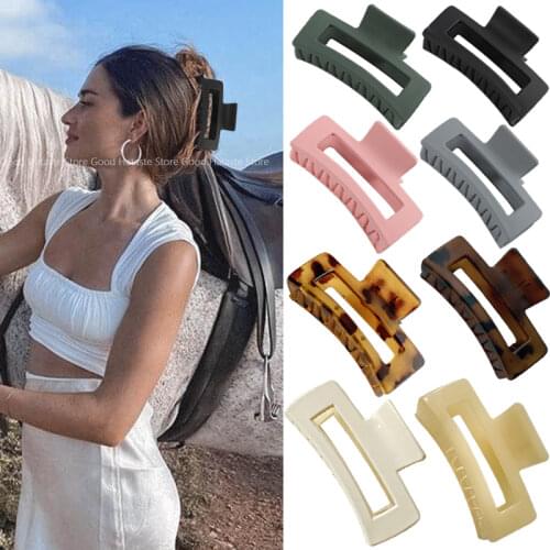 Solid Color Acrylic Hair Claws for Women Girls Bath Clip Ponytail Clips Barrette Crab Transparent Headwear Hair Accessories Gift