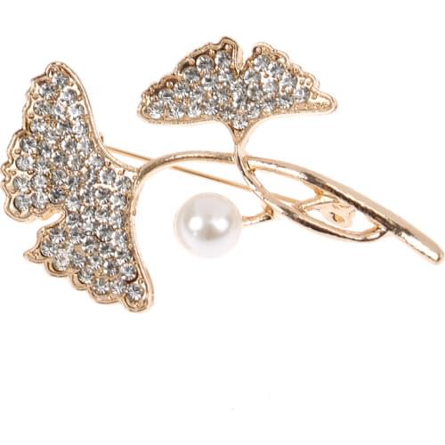Pearl Rhinestone Leaf Brooch Women Weddings Office Brooch Pins Gifts Accessories Brooch Pins Party Wedding Gifts