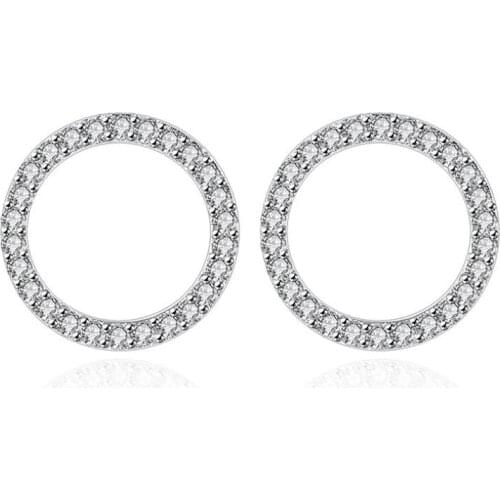 ANENJERY 925 Sterling Silver Geometric Star Heart Square Mosaic Zircon Stud Earrings For Women Gift S-E539