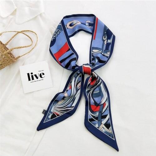 Yishine 2021 Newest Chain And Belt Design Silk Finish Luxury Women Scarf Hair Tie